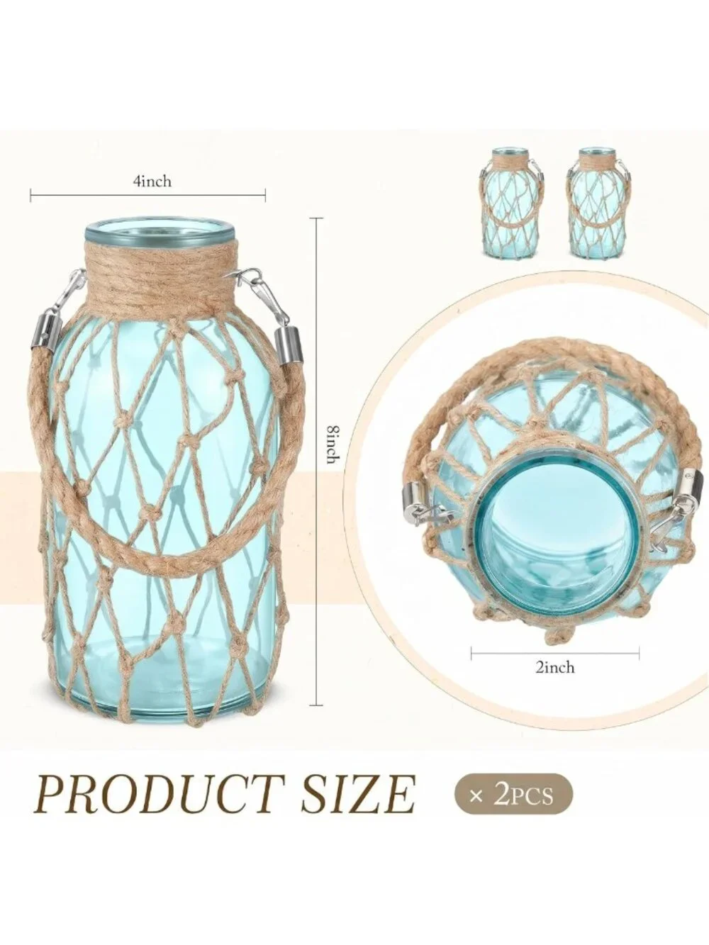 Coastal Blue Glass Vases Set of 2 | 8